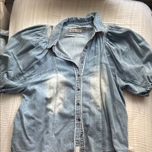We The Free Light Blue Denim Top